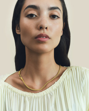 Handwoven Duo Loop-in-Loop Chain with Ruby S Clasp