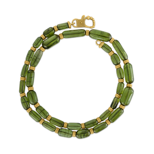 Green Tourmaline Bamboo Chain with Fibula Clasp