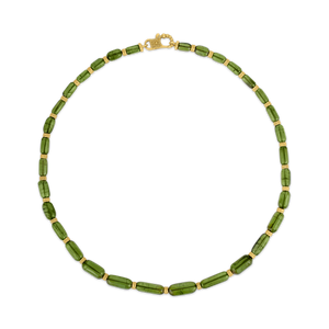 Green Tourmaline Bamboo Chain with Fibula Clasp