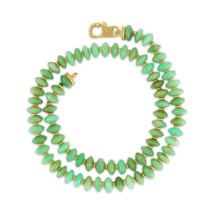 Chrysoprase and Gold Strand with Fibula Clasp