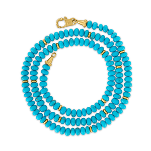 Turquoise and Gold Strand with Fibula Clasp