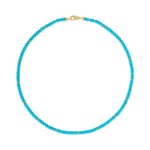 Turquoise and Gold Strand with Fibula Clasp