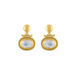 Large Rainbow Moonstone Bell Earrings