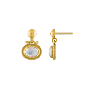 Large Rainbow Moonstone Bell Earrings