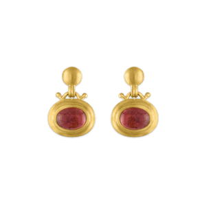 Large Pink Tourmaline Bell Earrings