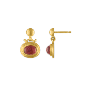 Large Pink Tourmaline Bell Earrings