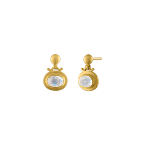 Small Rainbow Moonstone Bell Earrings