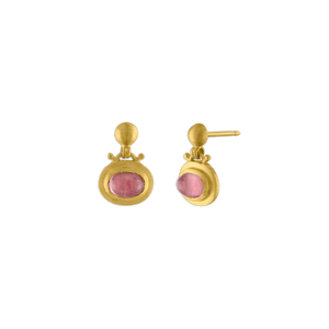 Small Pink Tourmaline Bell Earrings