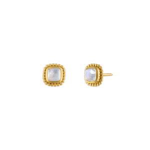 Rainbow Moonstone Granulated Stud Earrings