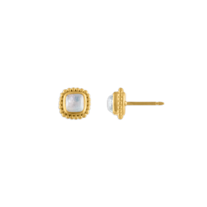 Rainbow Moonstone Granulated Stud Earrings