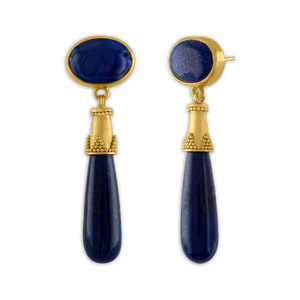 Lapis Granulated Amphora Earrings
