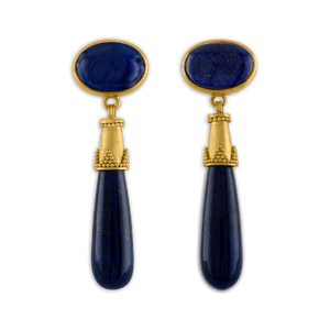 Lapis Granulated Amphora Earrings
