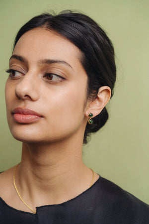 Small Green Tourmaline Amphora Earrings
