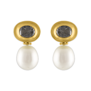 Black Diamond and South Sea Pearl Masona Hinge Earrings