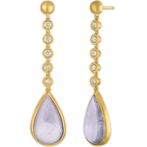 Five Diamond and Lavender Tourmaline Chime Earrings