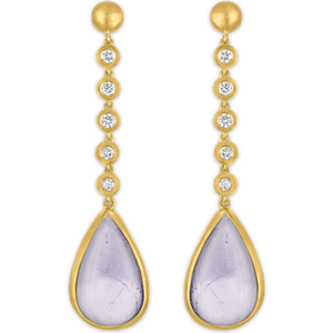 Five Diamond and Lavender Tourmaline Chime Earrings