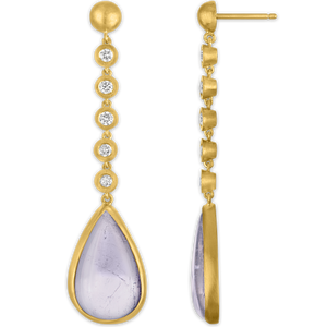 Five Diamond and Lavender Tourmaline Chime Earrings