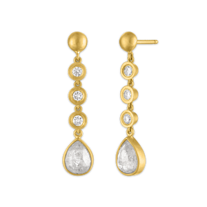 Three Diamond and Rosecut Diamond Chime Earrings