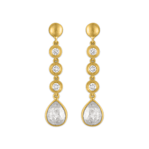 Three Diamond and Rosecut Diamond Chime Earrings
