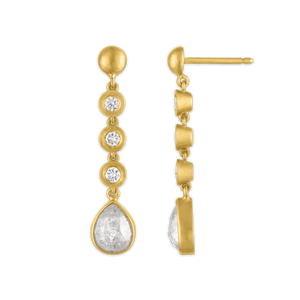Three Diamond and Rosecut Diamond Chime Earrings