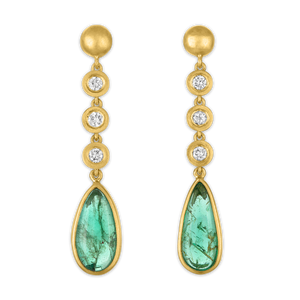 Trio Diamond and Emerald Chime Earrings