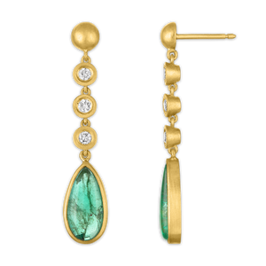 Trio Diamond and Emerald Chime Earrings