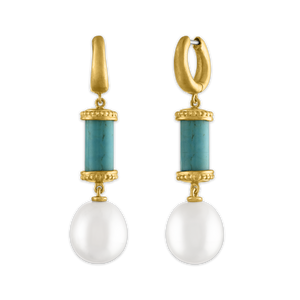 Turquoise and South Sea Pearl Tropaion Earrings