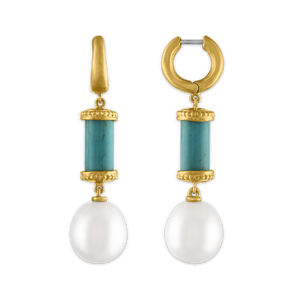 Turquoise and South Sea Pearl Tropaion Earrings