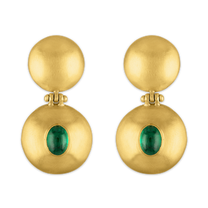 Emerald Double Dome Bulla Earrings
