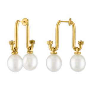 Small South Sea Pearl and Old Mine Diamond Tuba Earrings