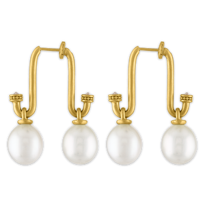 Small South Sea Pearl and Old Mine Diamond Tuba Earrings