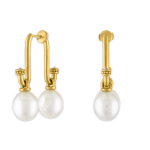 Small South Sea Pearl and Old Mine Diamond Tuba Earrings