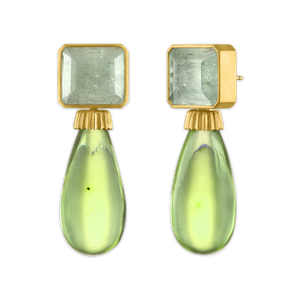 Green Beryl and Amber Canthus Earrings