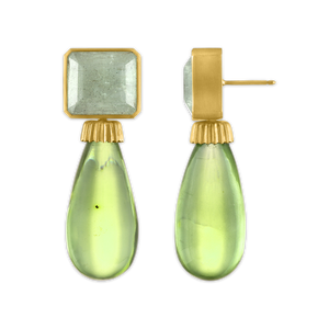 Green Beryl and Amber Canthus Earrings