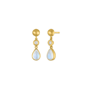 Solo Diamond and Rainbow Moonstone Chime Earrings