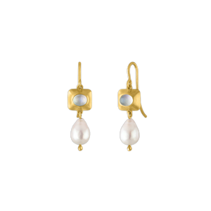 Rainbow Moonstone and Keshi Pearl Pinch Earrings