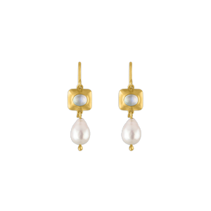 Rainbow Moonstone and Keshi Pearl Pinch Earrings