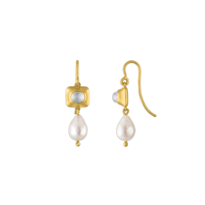 Rainbow Moonstone and Keshi Pearl Pinch Earrings