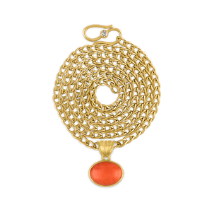 Small Antique Coral Oval Pendant