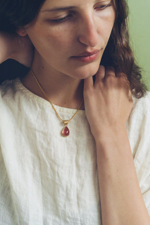Small Blush Tourmaline Tear Pendant