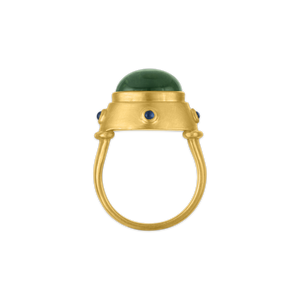 Green Tourmaline and Blue Sapphire Yia Yia Ring