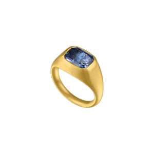 Emerald Cut Blue Sapphire Roz Ring