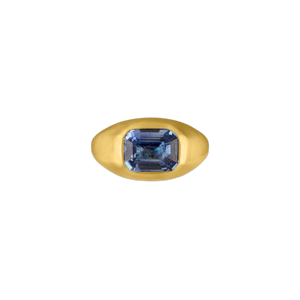 Emerald Cut Blue Sapphire Roz Ring