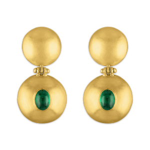 Emerald Double Dome Bulla Earrings