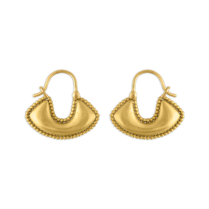 Small Granulated Boat-Shaped Hoop Earrings