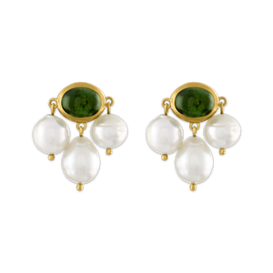 Green Tourmaline and South Sea Pearl Unda Stud Earrings