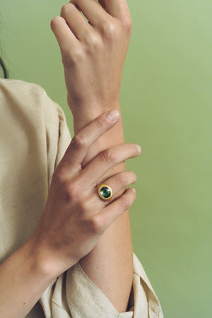 Green Tourmaline Tempus Prunt Ring