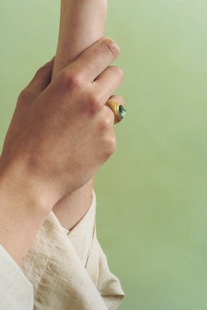 Green Tourmaline Tempus Prunt Ring