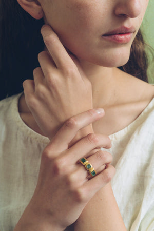 Green Tourmaline Moirai Ring