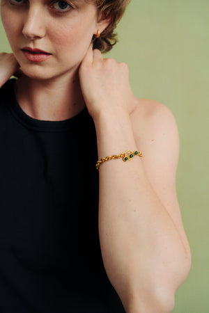 Green Tourmaline Double Link Chain Bracelet